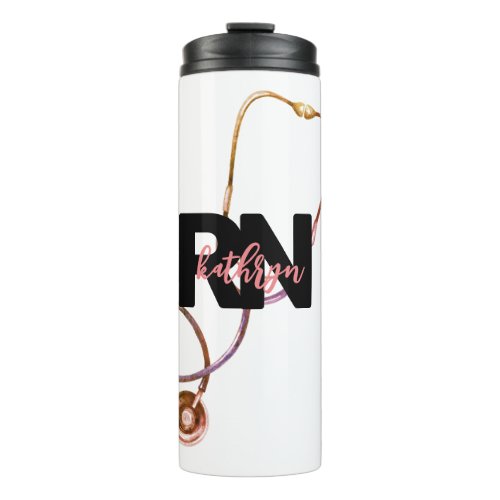 Personalized Registered Nurse RN Monogram Pink  Thermal Tumbler