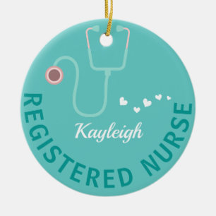 Personalized Registered Nurse- stethoscope Ceramic Ornament