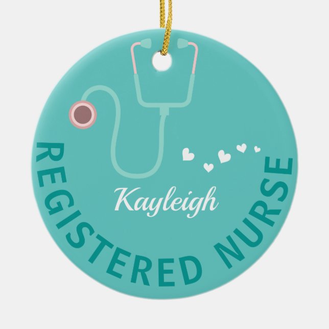 Personalized Registered Nurse- stethoscope Ceramic Ornament (Front)