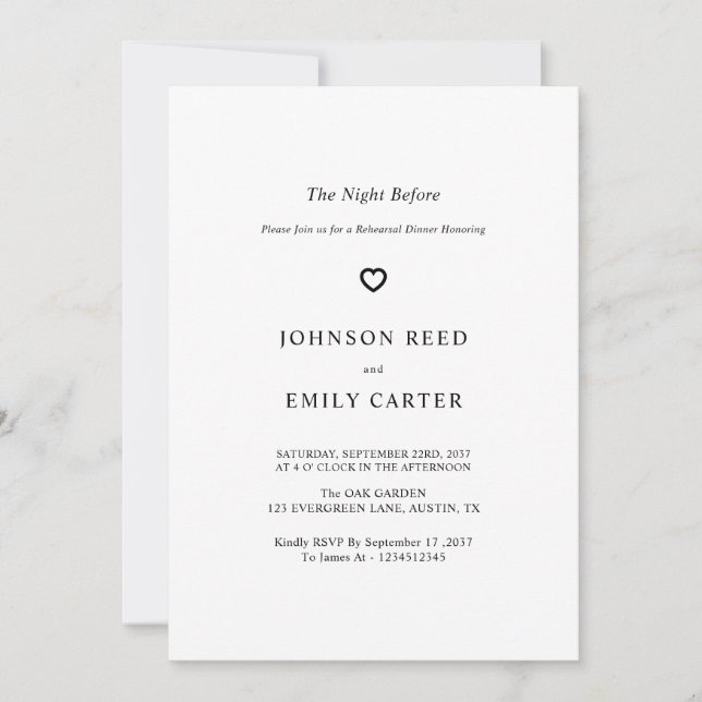 Personalized Rehearsal dinner Invitation (Front)