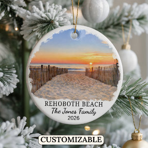 Personalized Rehoboth Beach Ornament, Delaware Ceramic Ornament
