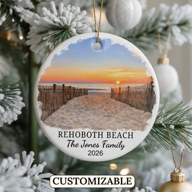 Personalized Rehoboth Beach Ornament, Delaware Ceramic Ornament (Creator Uploaded)