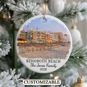 Personalized Rehoboth Beach Ornament, Delaware Ceramic Ornament