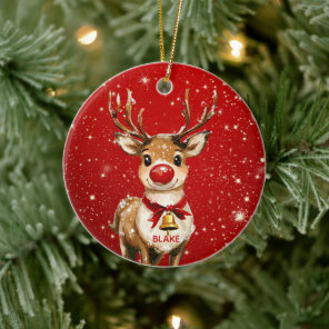 Personalized Reindeer – Adorable Keepsake Children Ceramic Ornament
