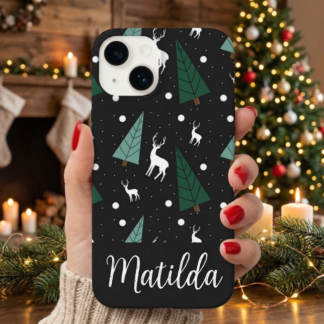 Personalized Reindeer and Christmas trees  Case-Mate iPhone Case (Creator Uploaded)