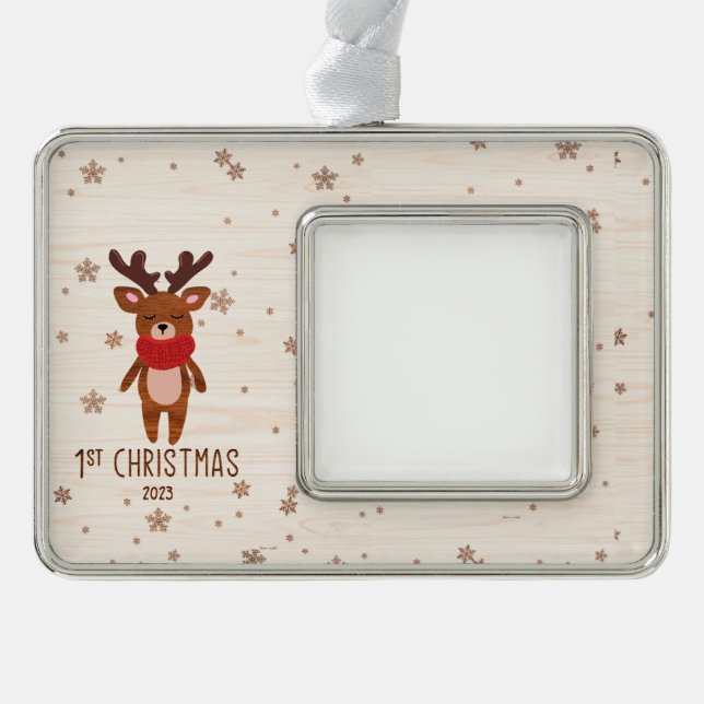 Personalized Reindeer Baby's First Christmas Christmas Ornament (Front)