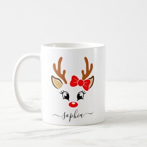 Personalized Reindeer Christmas Coffee Mug