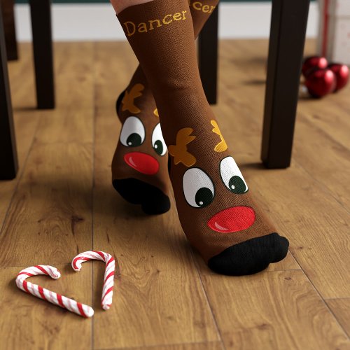 Personalized Reindeer Christmas Holiday Socks