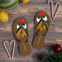 Personalized Reindeer Christmas in July Womens Flip Flops