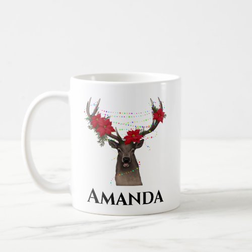 Personalized reindeer_ christmas light coffee mug