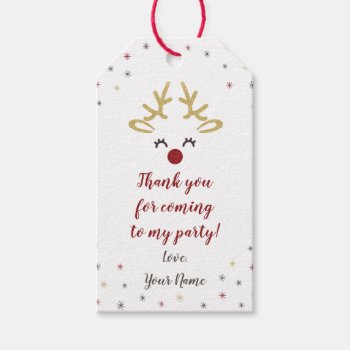 Personalized Reindeer Christmas Party Tags by PrinterFairy at Zazzle
