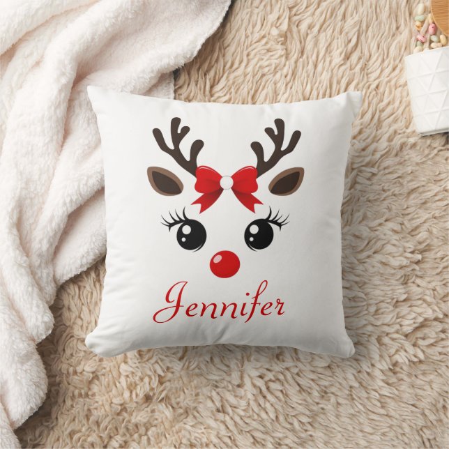 Personalized Reindeer Christmas Pillow (Blanket)