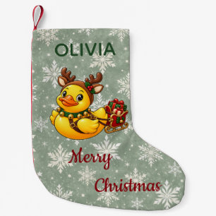 Personalized Reindeer Christmas Rubber Duck Small Christmas Stocking