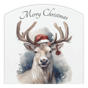 Personalized Reindeer Christmas Welcome Door Sign