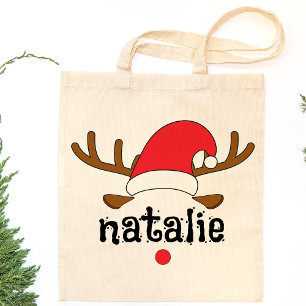 Personalized Reindeer Custom Matching Christmas Tote Bag