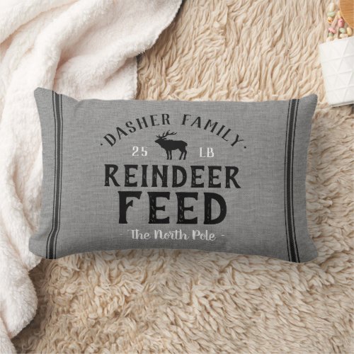 Personalized Reindeer Feed Grain Sack Lumbar Pillow