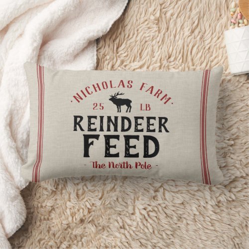 Personalized Reindeer Feed Sack  Outdoor Lumbar Pillow
