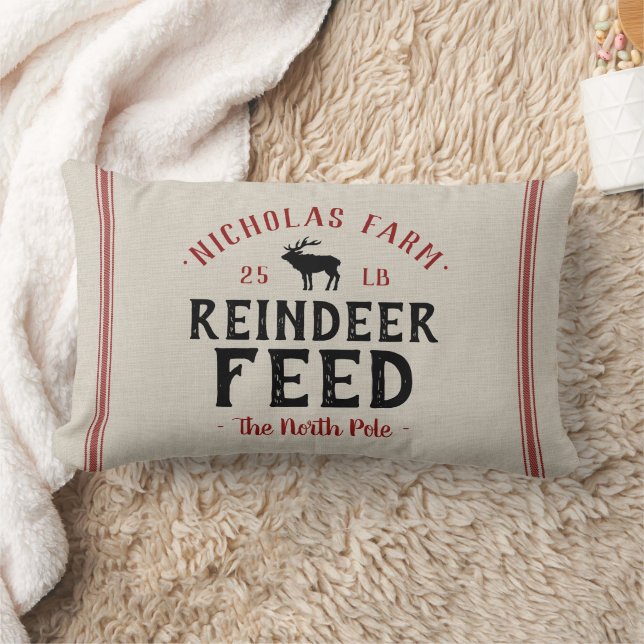 Personalized Reindeer Feed Sack | Outdoor Lumbar Pillow (Blanket)