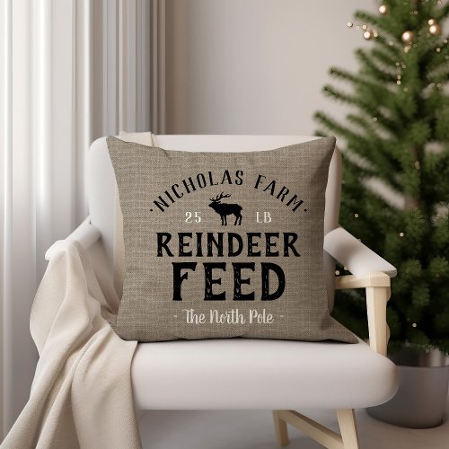 Personalized Reindeer Feed Sack  Outdoor Pillow