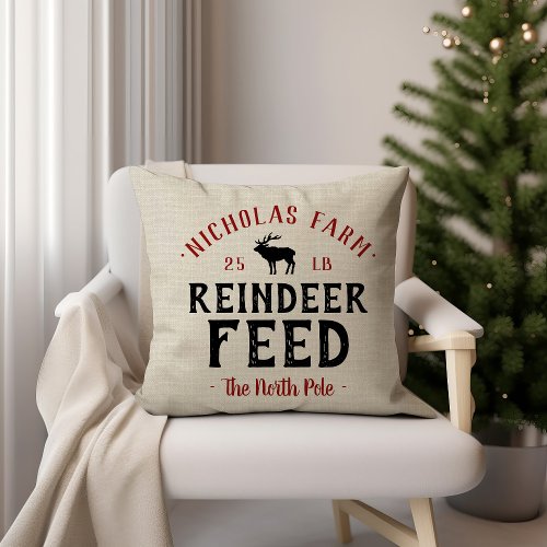 Personalized Reindeer Feed Sack  Outdoor Pillow