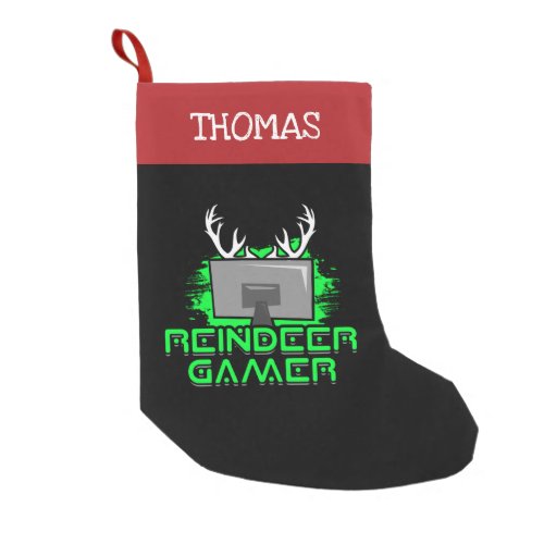 Personalized Reindeer Gamer Funny Small Christmas Stocking