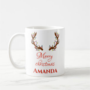 Personalized reindeer- Merry christmas Coffee Mug