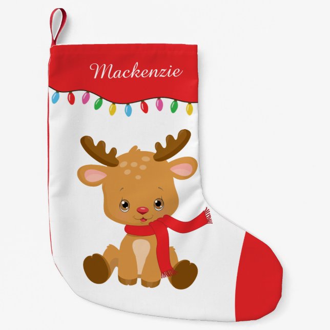 Personalized Reindeer Small Christmas Stocking (Front)