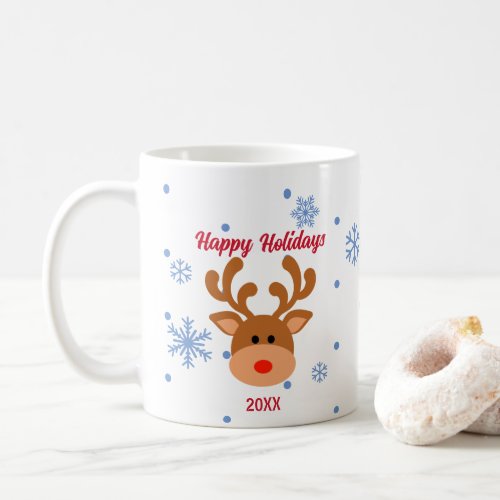 Personalized Reindeer Snowflake Holiday Mug