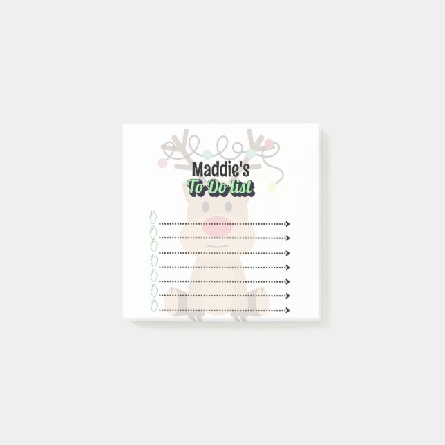 Personalized Reindeer To-do list Post-it Notes (Front)
