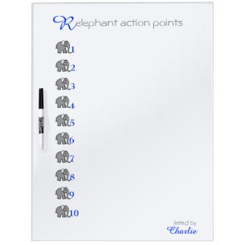 Personalized Relephant Action List With Elephants Dry Erase Board by EleSil at Zazzle