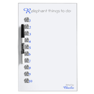 Personalized "RElephant" To-Do-List with Elephants Dry Erase Board