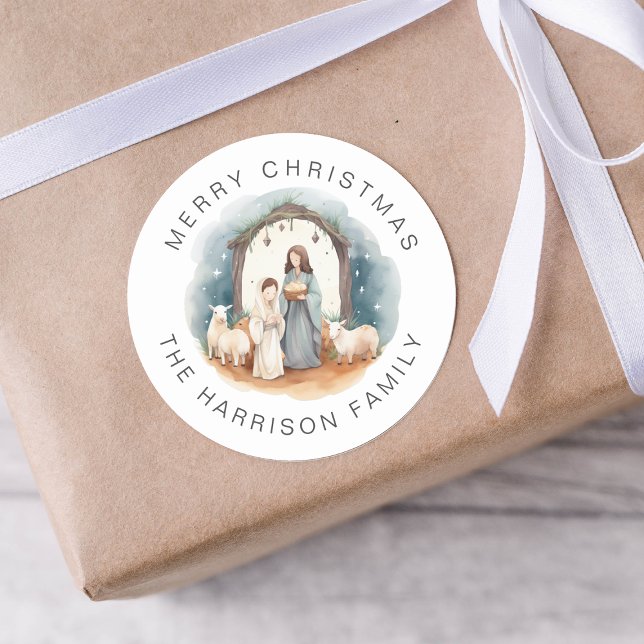 Personalized Religious Nativity Christmas Stickers (Creator Uploaded)