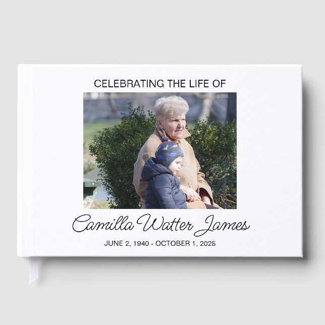 Personalized Remembrance Guest Book, Custom Celebr Guest Book (Front)