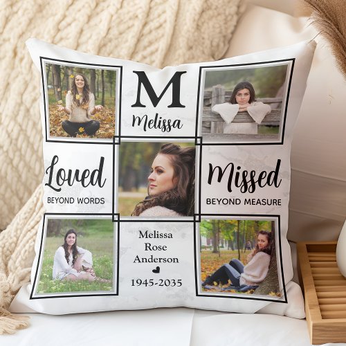 Personalized Remembrance Memorial Photo Collage Throw Pillow