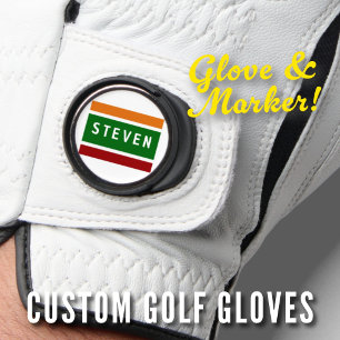 Personalized Removable Ball Marker Retro Stripe Golf Glove