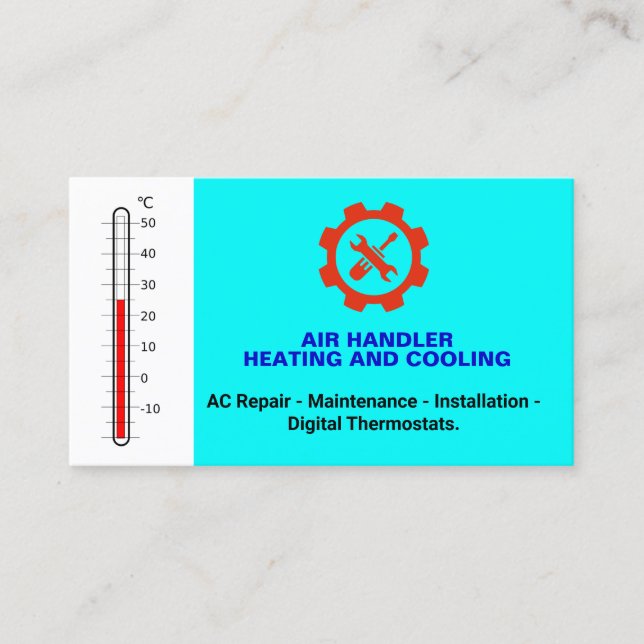 Personalized Repair, Heating Cooling HVAC  Business Card (Front)