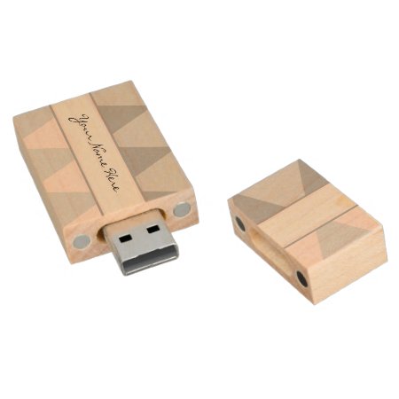 Personalized Repeated Pink And Grey  Diamonds Wood Usb Flash Drive