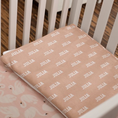 Personalized Repeating Her Name Dusty Rose Baby Blanket
