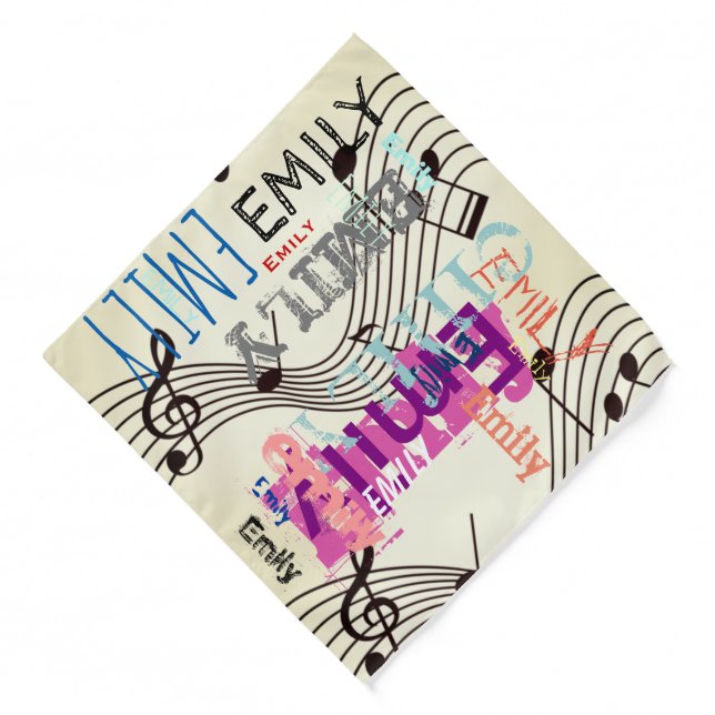 Personalized Repeating name 5 letters Music Note B Bandana (Front)
