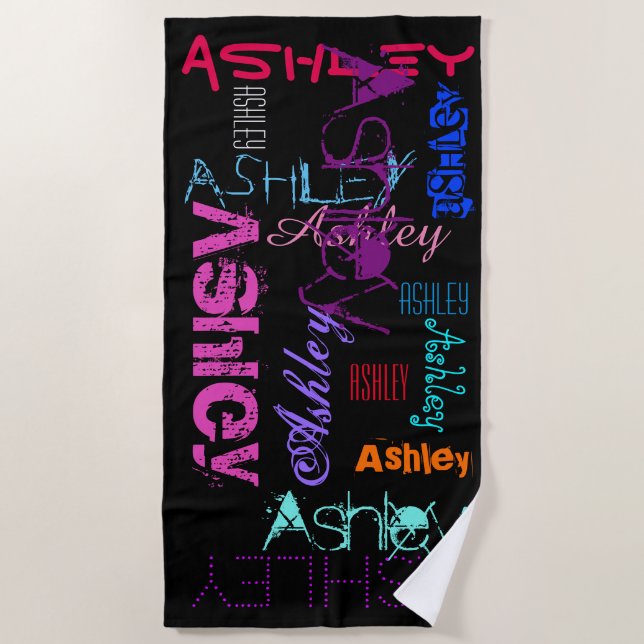 Personalized repeating name 6 letters Beach Towel (Front)