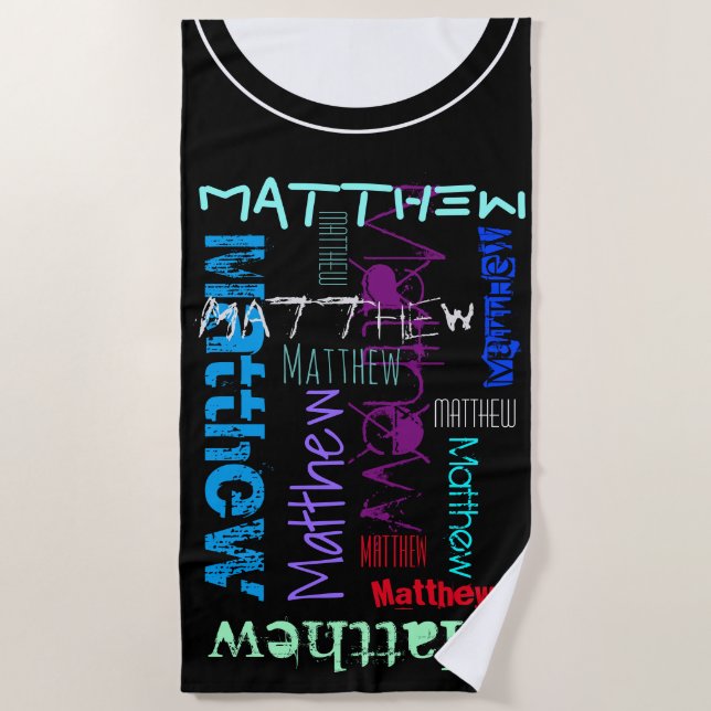 Personalized repeating name 7 letters Beach Towel (Front)