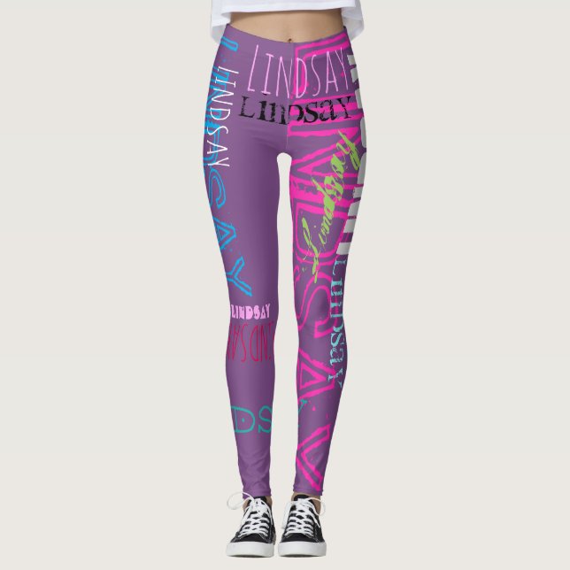 Personalized Repeating name 7 letters Leggings (Front)