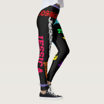 Personalized Repeating Name Black Bold Leggings Personalized Repeating Name Black Bold Leggings