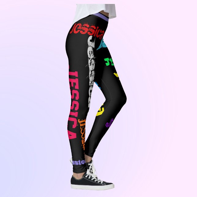 Personalized Repeating Name Black Bold Leggings (Creator Uploaded)