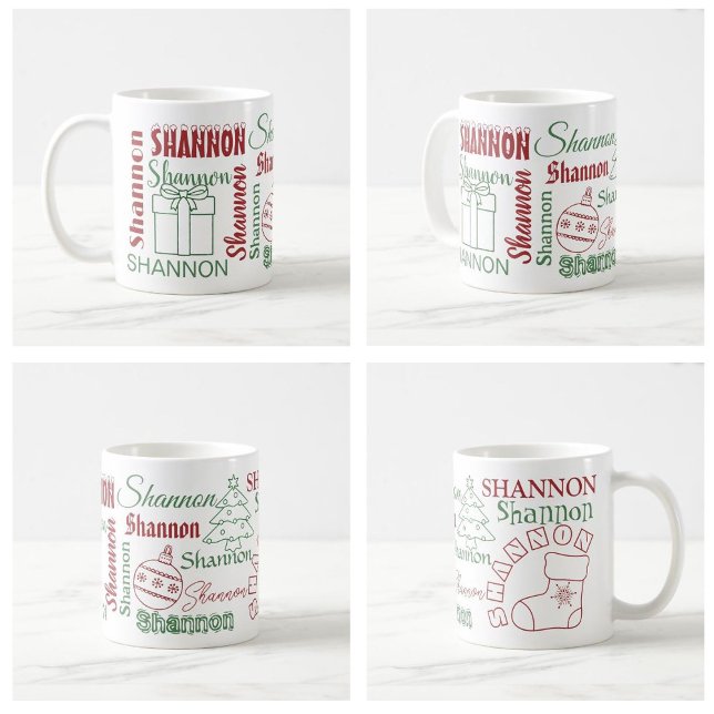 Personalized Repeating Name Christmas Mug (Creator Uploaded)