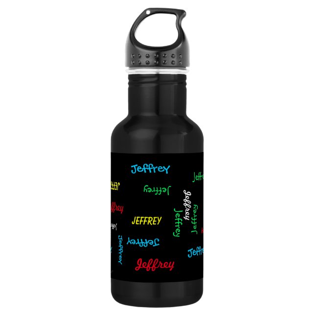 Personalized, Repeating Name Stainless Steel Water Bottle (Front)