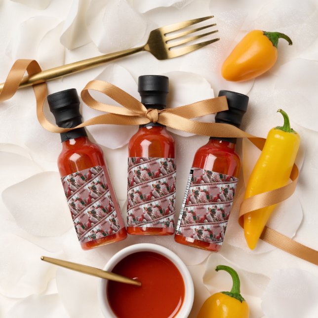 Personalized Repeating Photo and Text Hot Sauces (Wedding)