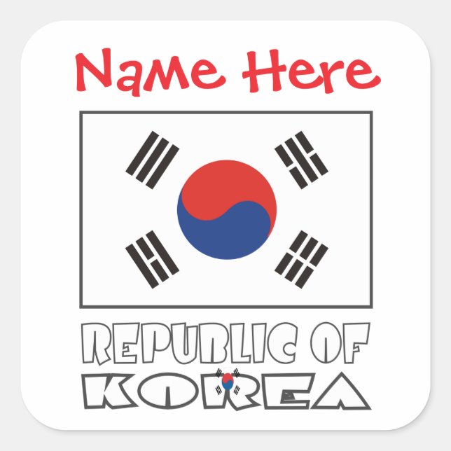 Personalized Republic of Korea Flag Square Label (Front)