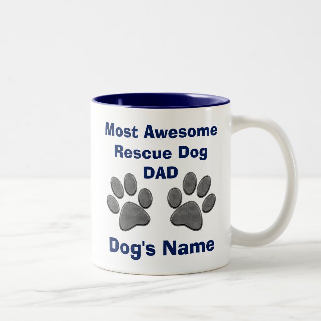 Personalized Rescue Dog Dad Gifts Dog Paws MUG (Right)