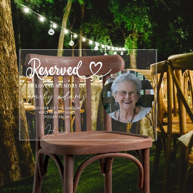 Personalized Reserved Seat Memorial Wedding Photo  Acrylic Sign (Creator Uploaded)